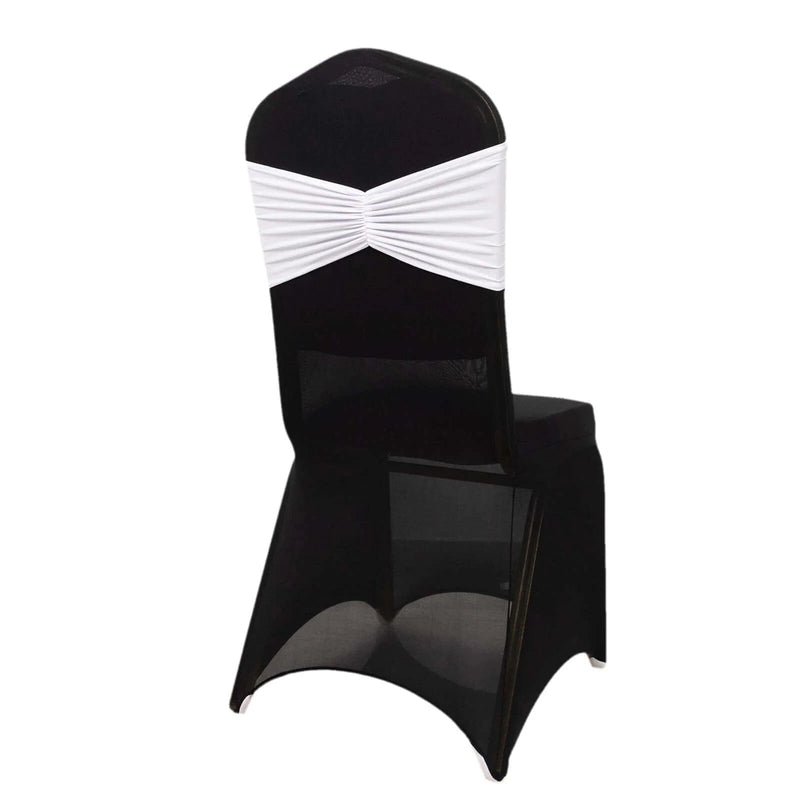 5 pcs Ruffled Spandex Chair Sashes SASH_SPX_W_WHT