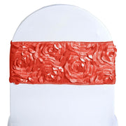 5 pcs Satin Rosette Fitted Spandex Chair Sashes