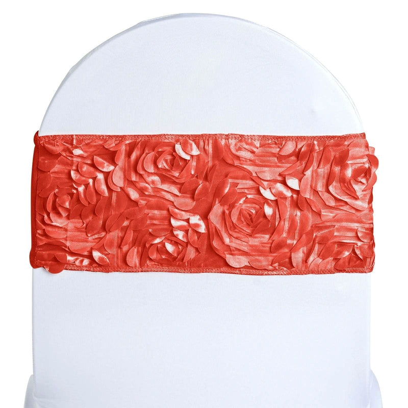 5 pcs Satin Rosette Fitted Spandex Chair Sashes