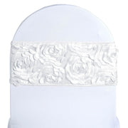 5 pcs Satin Rosette Fitted Spandex Chair Sashes