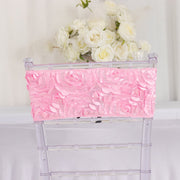 5 pcs Satin Rosette Fitted Spandex Chair Sashes