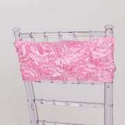 5 pcs Satin Rosette Fitted Spandex Chair Sashes