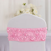 5 pcs Satin Rosette Fitted Spandex Chair Sashes