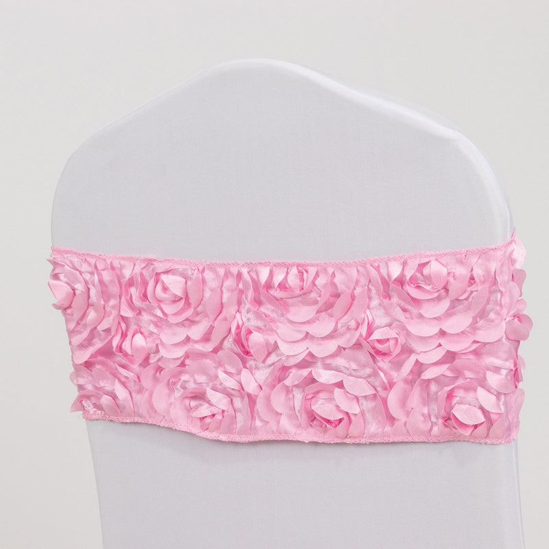 5 pcs Satin Rosette Fitted Spandex Chair Sashes