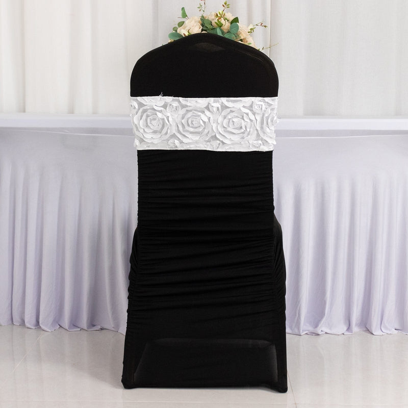 5 pcs Satin Rosette Fitted Spandex Chair Sashes