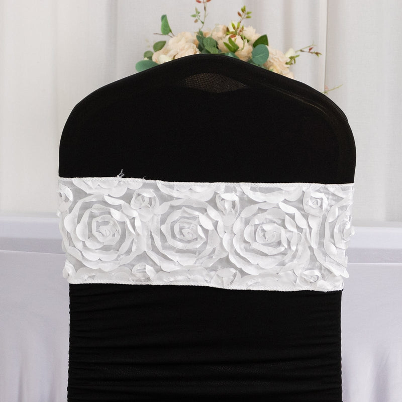 5 pcs Satin Rosette Fitted Spandex Chair Sashes