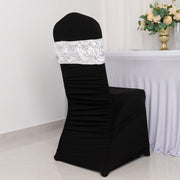5 pcs Satin Rosette Fitted Spandex Chair Sashes