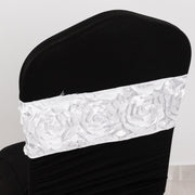 5 pcs Satin Rosette Fitted Spandex Chair Sashes