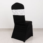 5 pcs Satin Rosette Fitted Spandex Chair Sashes