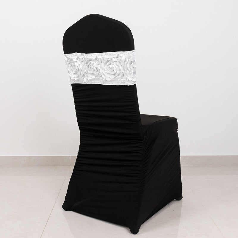 5 pcs Satin Rosette Fitted Spandex Chair Sashes