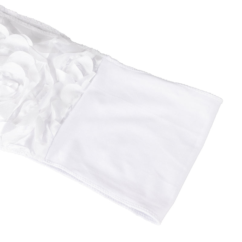 5 pcs Satin Rosette Fitted Spandex Chair Sashes