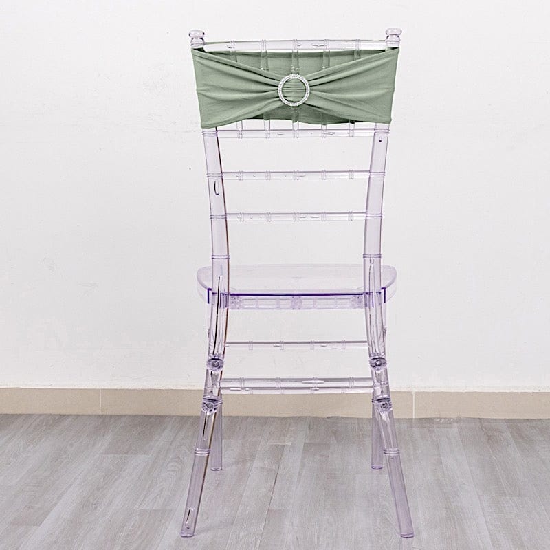 5 pcs Spandex Chair Sashes with Silver Round Buckle Brooches