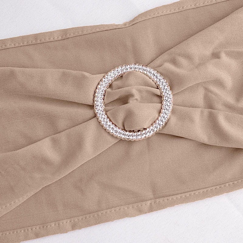 5 pcs Spandex Chair Sashes with Silver Round Buckle Brooches
