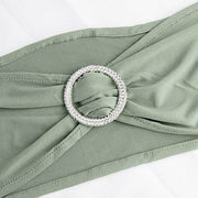 5 pcs Spandex Chair Sashes with Silver Round Buckle Brooches