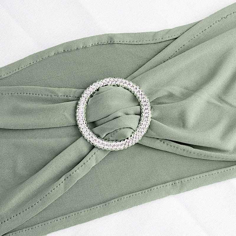 5 pcs Spandex Chair Sashes with Silver Round Buckle Brooches