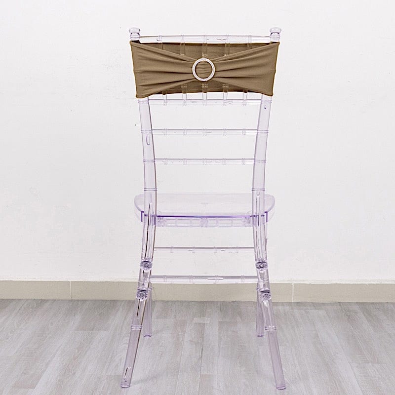 5 pcs Spandex Chair Sashes with Silver Round Buckle Brooches