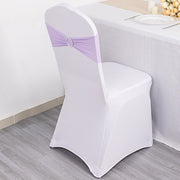 5 pcs Spandex Chair Sashes with Silver Round Buckle Brooches