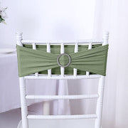 5 pcs Spandex Chair Sashes with Silver Round Buckle Brooches