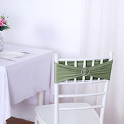5 pcs Spandex Chair Sashes with Silver Round Buckle Brooches