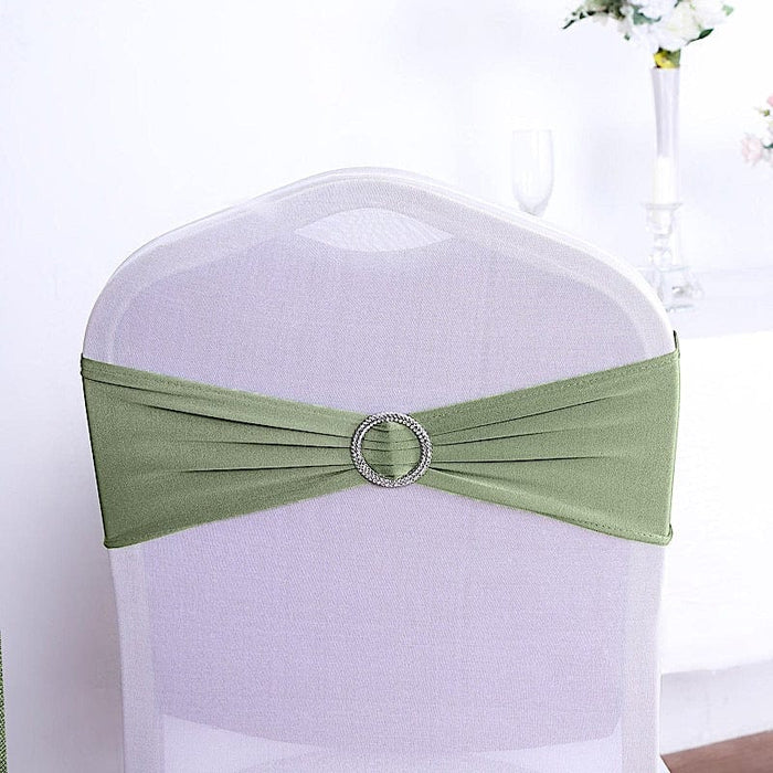 5 pcs Spandex Chair Sashes with Silver Round Buckle Brooches SASHP_SPX03_DSG