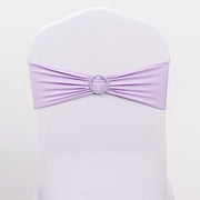 5 pcs Spandex Chair Sashes with Silver Round Buckle Brooches SASHP_SPX03_LAV