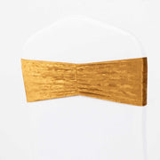 5 pcs Velvet Ruffled Stretchable Chair Sashes SASH_VEL01_GOLD