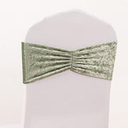5 pcs Velvet Ruffled Stretchable Chair Sashes SASH_VEL01_SAGE