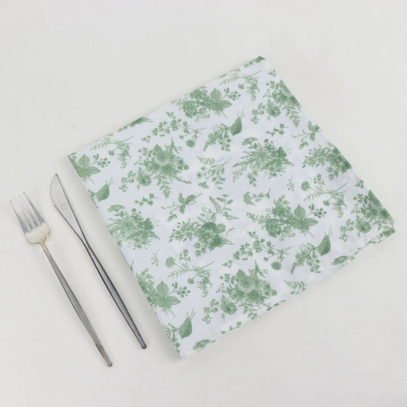 5 Polyester Floral Polyester Napkins - Dusty Sage Green NAP_PLY_FLOR_DSG