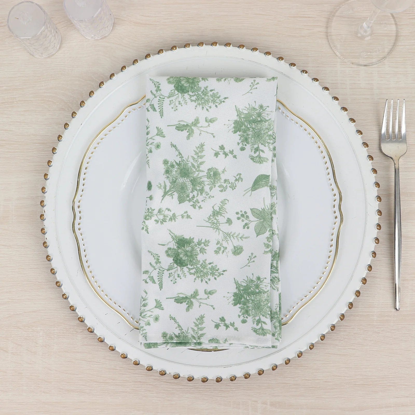 5 Polyester Floral Polyester Napkins - Dusty Sage Green NAP_PLY_FLOR_DSG