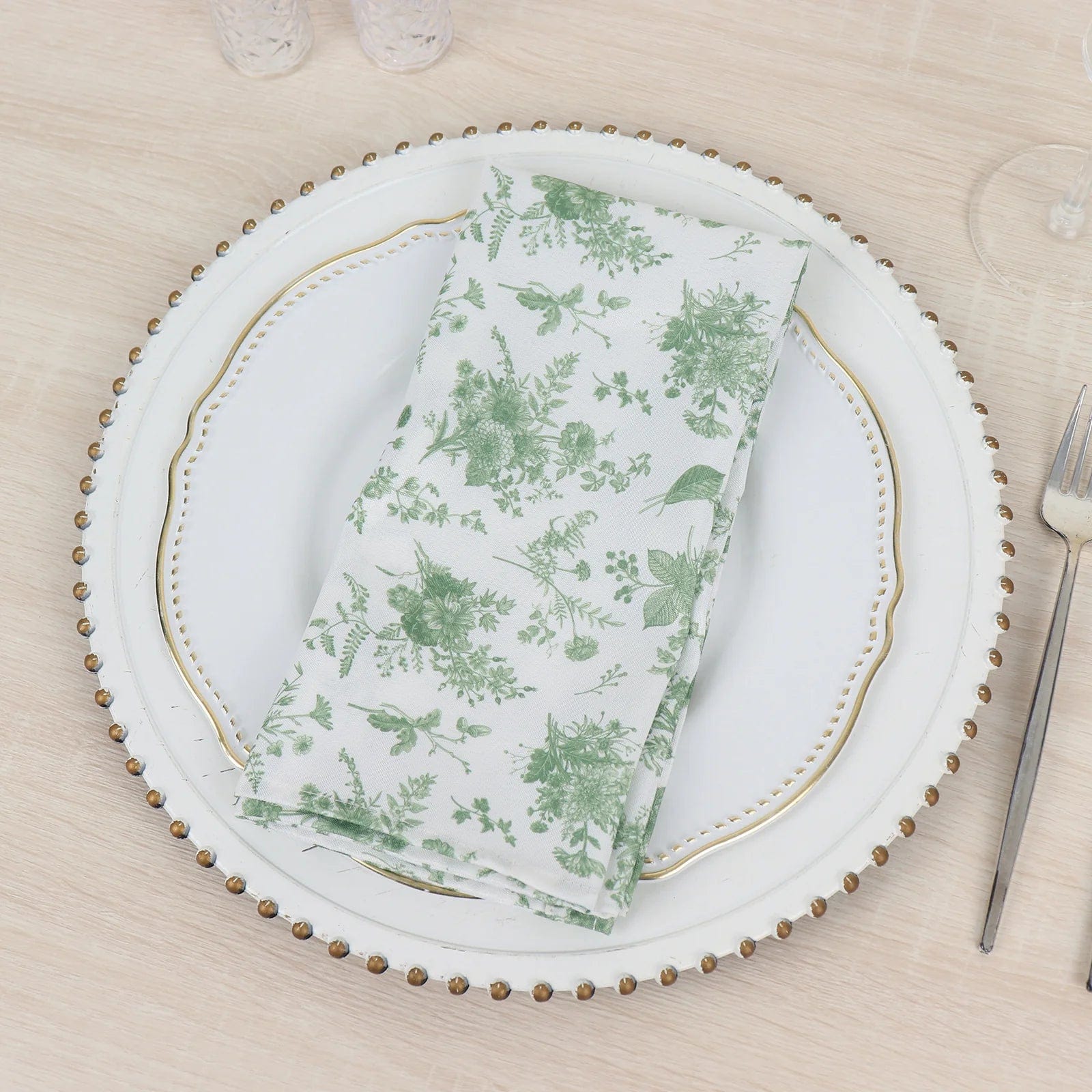 5 Polyester Floral Polyester Napkins - Dusty Sage Green NAP_PLY_FLOR_DSG