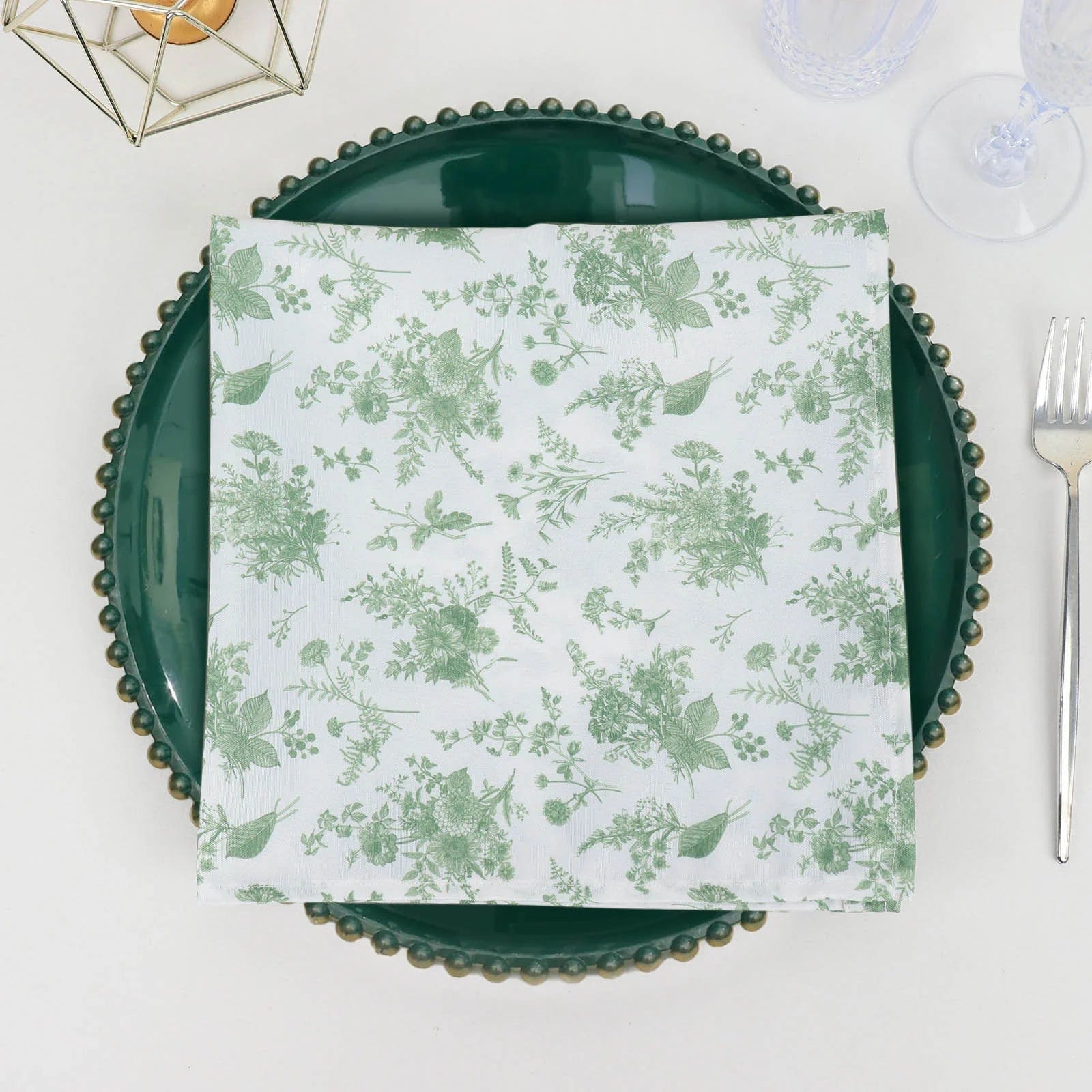 5 Polyester Floral Polyester Napkins - Dusty Sage Green NAP_PLY_FLOR_DSG