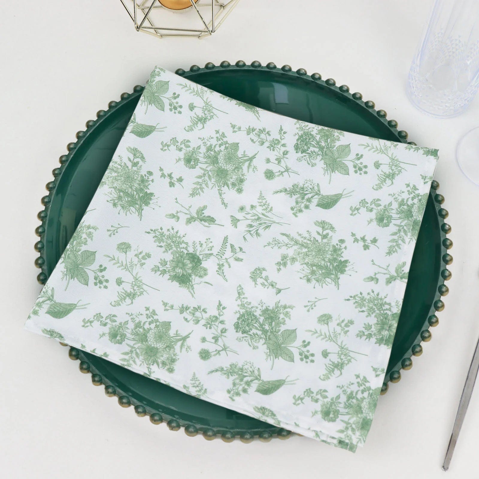 5 Polyester Floral Polyester Napkins - Dusty Sage Green NAP_PLY_FLOR_DSG