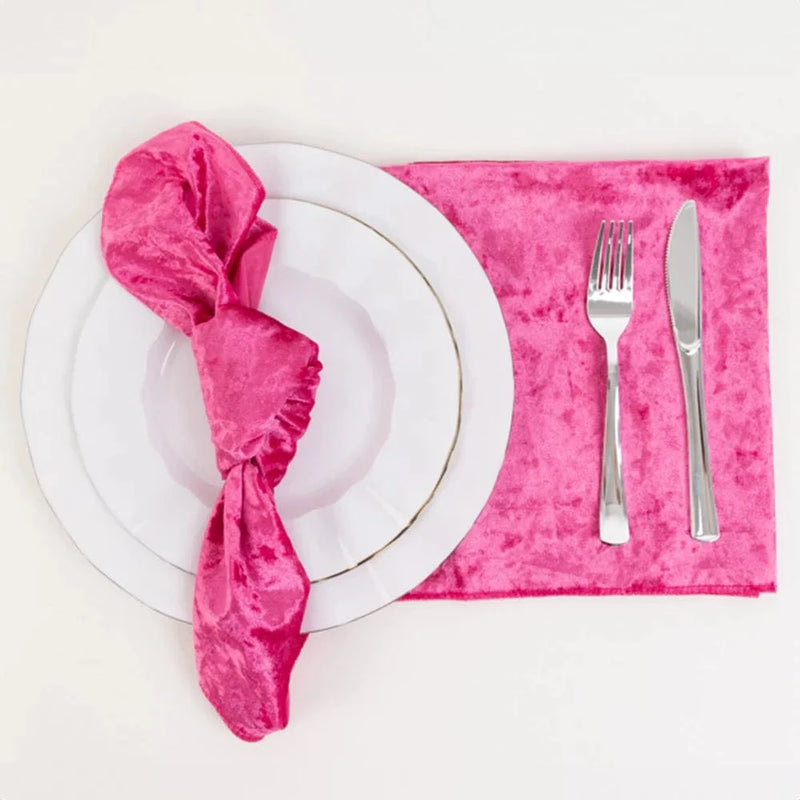 5 Premium 20" x 20" Crushed Velvet Dinner Table Napkins