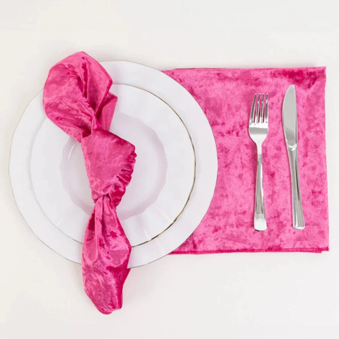 5 Premium 20" x 20" Crushed Velvet Dinner Table Napkins