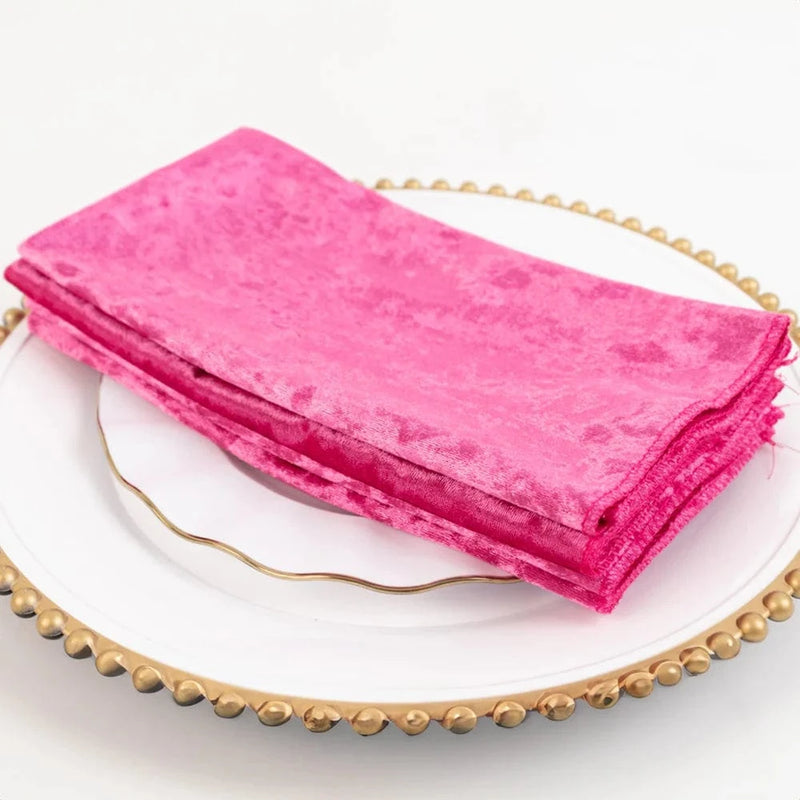 5 Premium 20" x 20" Crushed Velvet Dinner Table Napkins