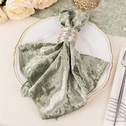 5 Premium 20" x 20" Crushed Velvet Dinner Table Napkins NAP_VEL01_SAGE