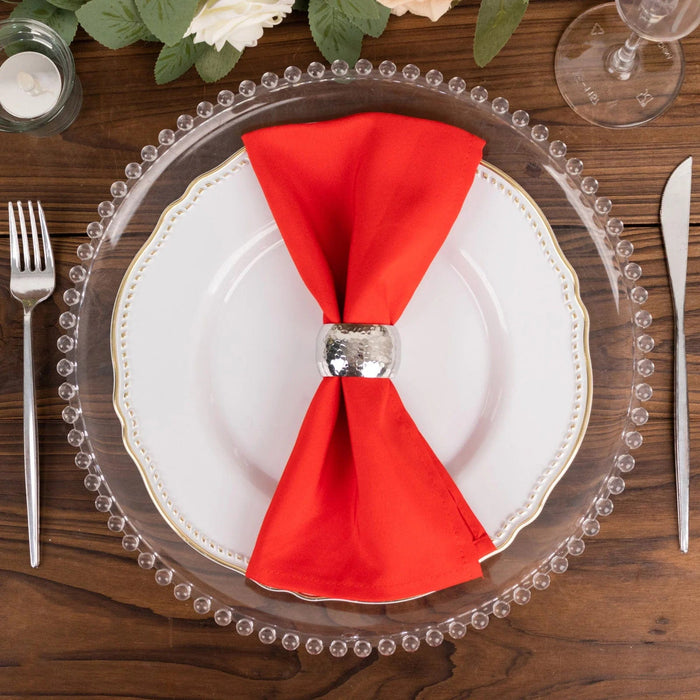 5 Premium 20" x 20" Polyester Dinner Table Napkins NAP_PRM_RED