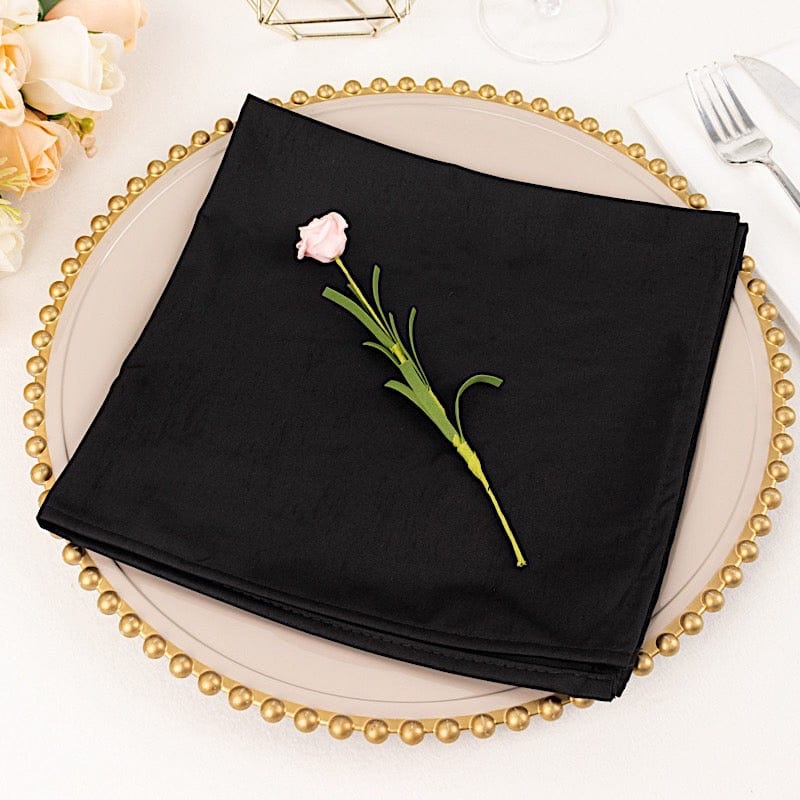 5 Premium 20" x 20" Scuba Polyester Dinner Table Napkins NAP_SCUBA_BLK