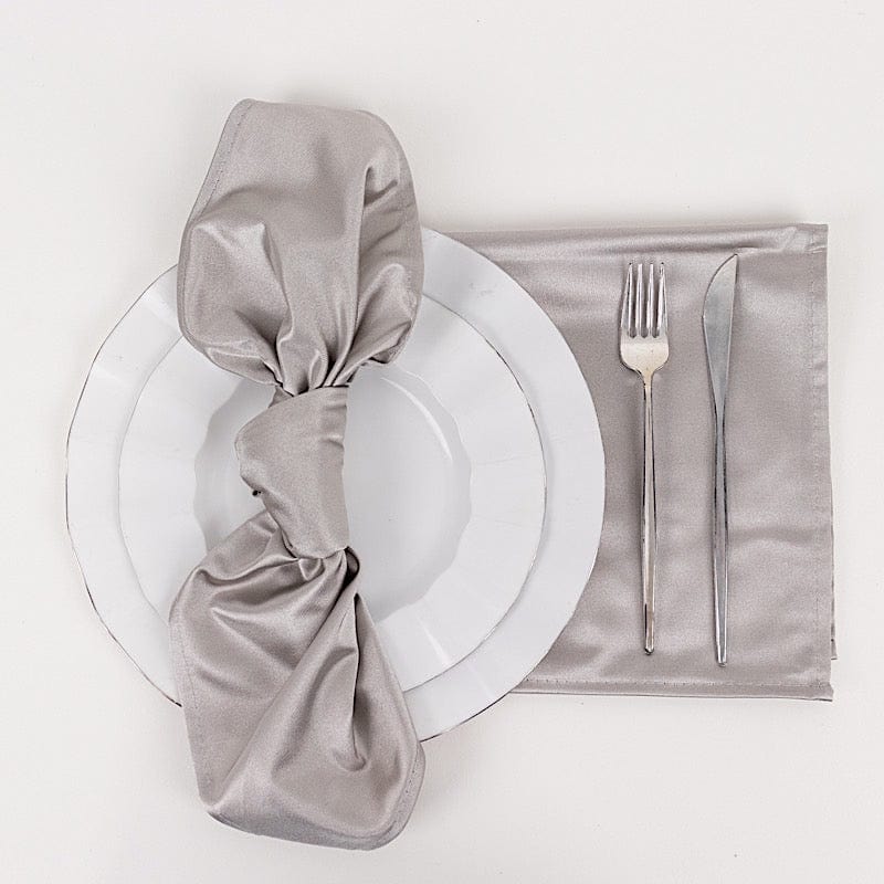 5 Premium 20" x 20" Scuba Polyester Dinner Table Napkins NAP_SCUBA_SH_SILV