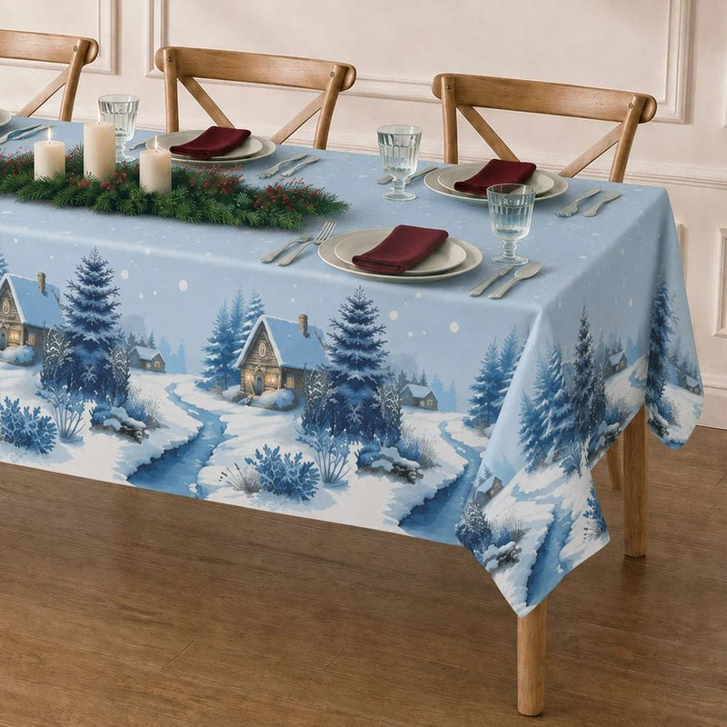 5 Rectangular 54" x 108" Plastic Christmas Tablecloths Disposable Table Covers