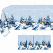 5 Rectangular 54" x 108" Plastic Christmas Tablecloths Disposable Table Covers