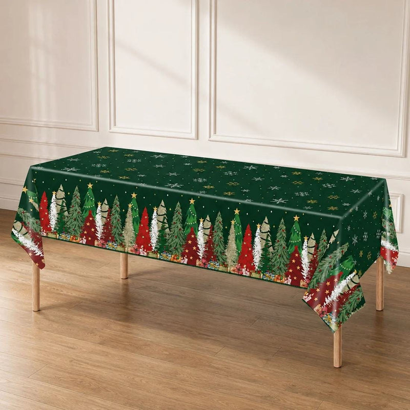 5 Rectangular 54" x 108" Plastic Christmas Tablecloths Disposable Table Covers