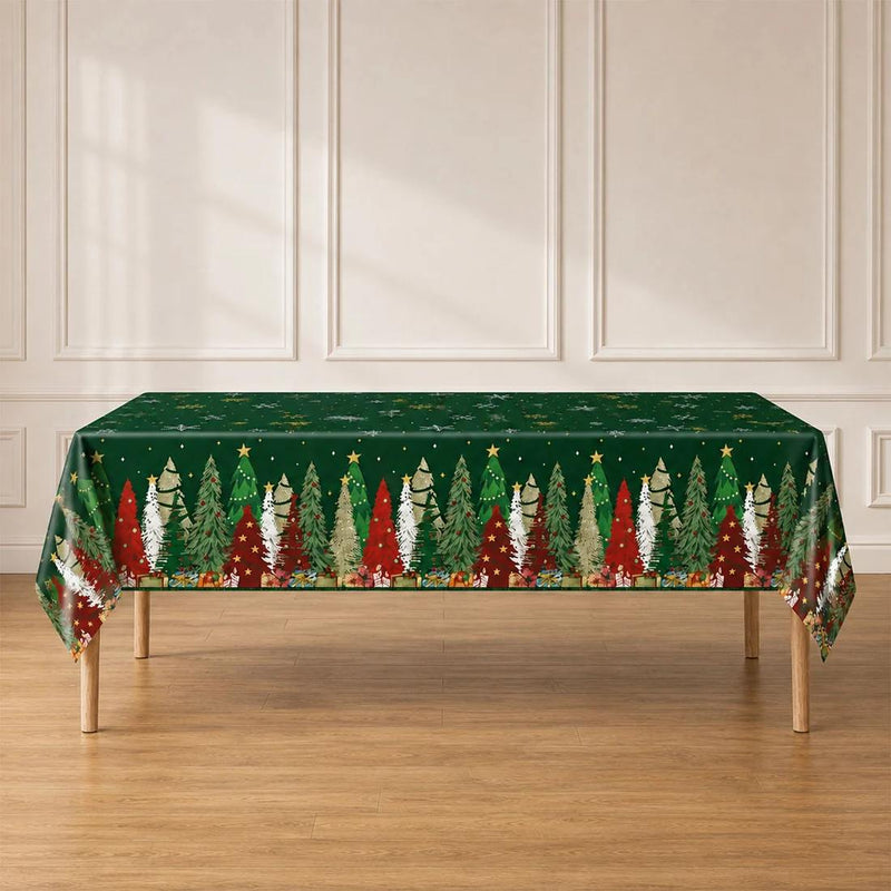 5 Rectangular 54" x 108" Plastic Christmas Tablecloths Disposable Table Covers