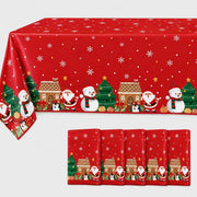 5 Rectangular 54" x 108" Plastic Christmas Tablecloths Disposable Table Covers