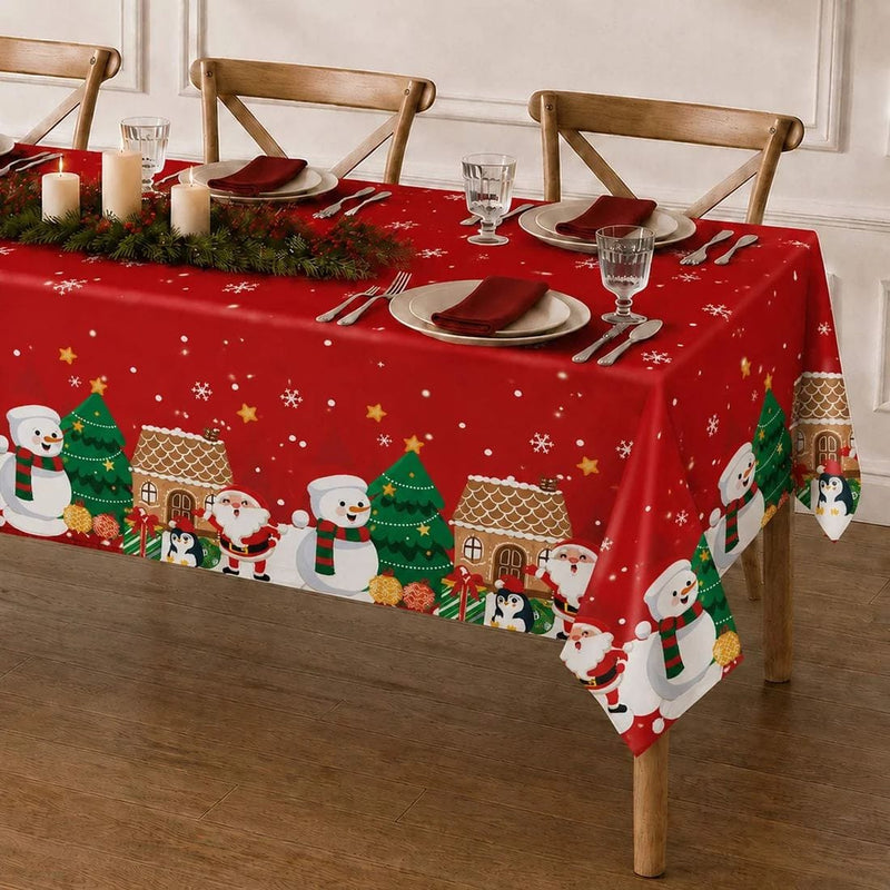 5 Rectangular 54" x 108" Plastic Christmas Tablecloths Disposable Table Covers