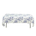 5 Rectangular 54" x 108" Plastic PVC Waterproof Disposable Tablecloths with French Toile Pattern Print - White with Blue TAB_PVC_FLOR023_108_BLUE_PK