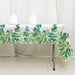 5 Rectangular 54" x 108" Plastic Tablecloths Eucalyptus Leaves Print - White and Green TAB_PVC_FLOR01_108_GRN_PK