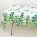 5 Rectangular 54" x 108" Plastic Tablecloths Eucalyptus Leaves Print - White and Green TAB_PVC_FLOR01_108_GRN_PK
