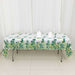 5 Rectangular 54" x 108" Plastic Tablecloths Eucalyptus Leaves Print - White and Green TAB_PVC_FLOR01_108_GRN_PK