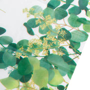 5 Rectangular 54" x 108" Plastic Tablecloths Eucalyptus Leaves Print - White and Green TAB_PVC_FLOR01_108_GRN_PK
